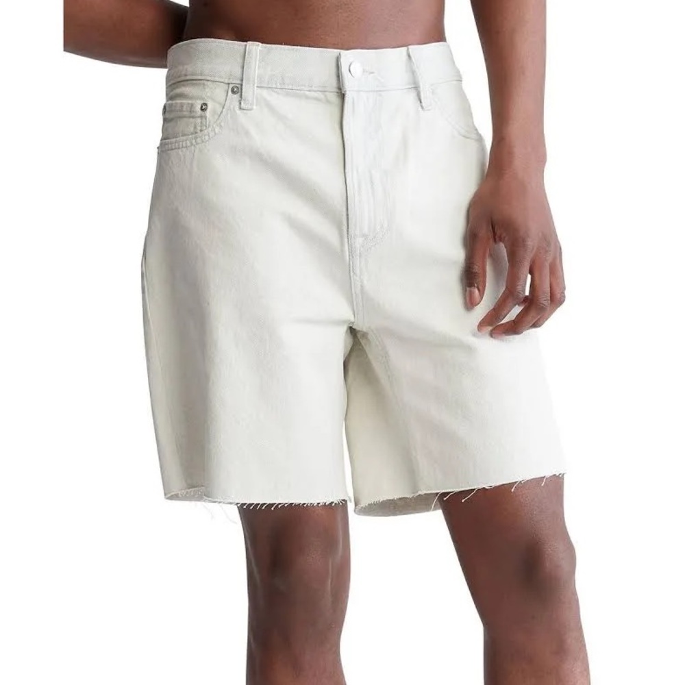 Calvin Klein - Classic Fit White Denim Cut-Off Denim Shorts